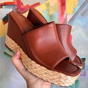 Kenneth Cole Reaction Women's Brown Maria Mule Wedge Sandals Shoe